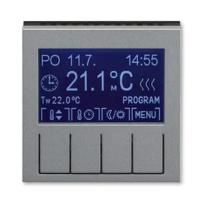 termostat univerzální programovatelný (ovládací jednotka); ocelová/kouř. černá, design LEVIT M